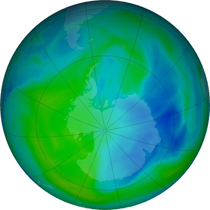 Antarctic ozone map for 21 December 2021